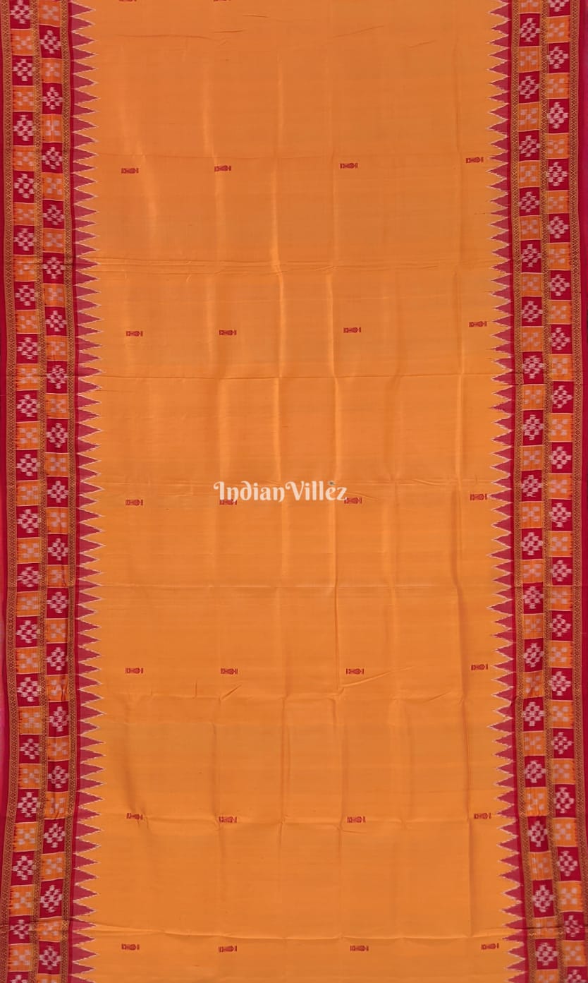 Yellow Double Border Pasapalli Fish Motif Khandua Silk Saree