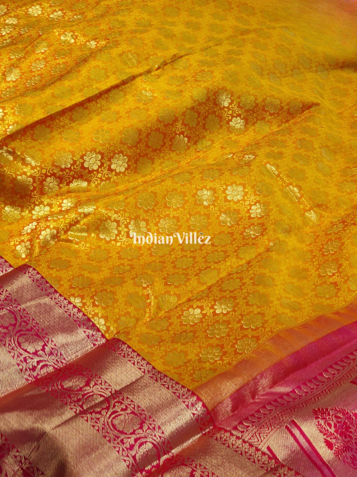 Yellow Rani Border Kanjivaram Silk Saree