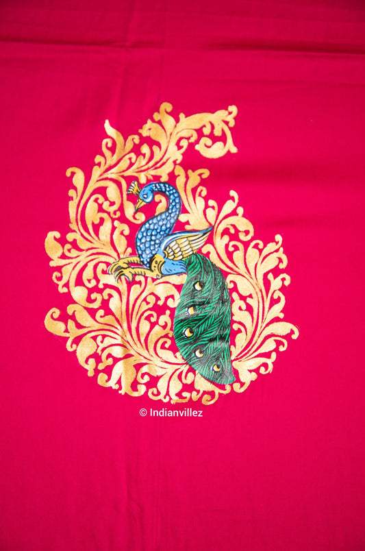 Pink Pattachitra Kurti Dress on Silk*Cotton Material - Indianvillez