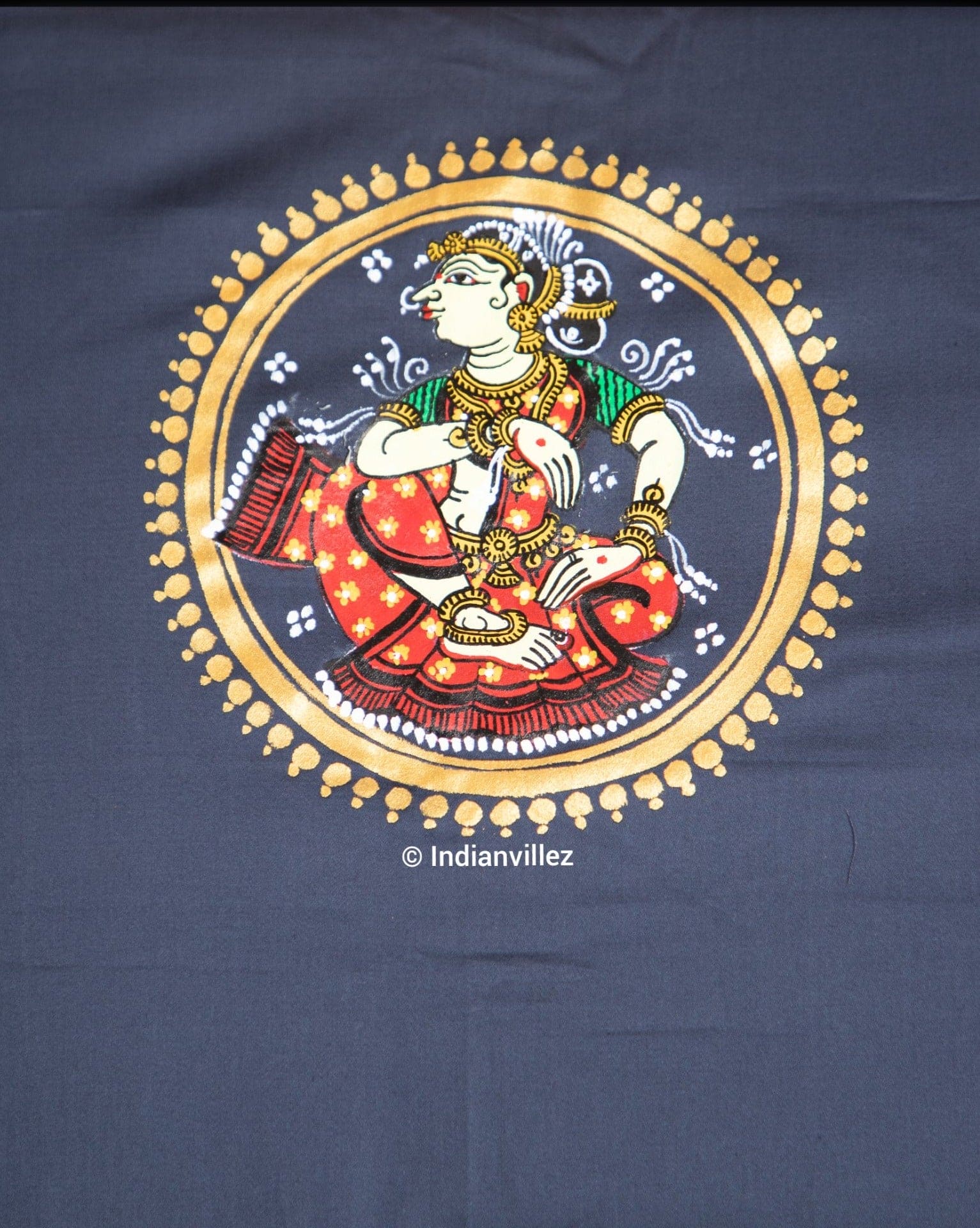 Grey Pattachitra Kurti Dress on Silk*Cotton Material - Indianvillez