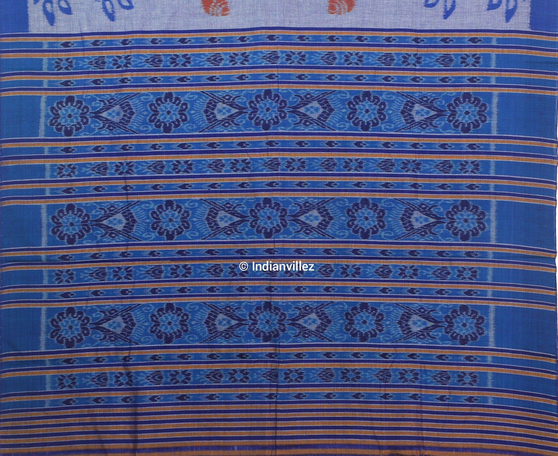 Blue Ocean Contemporary Odisha Handloom Cotton Ikat Saree