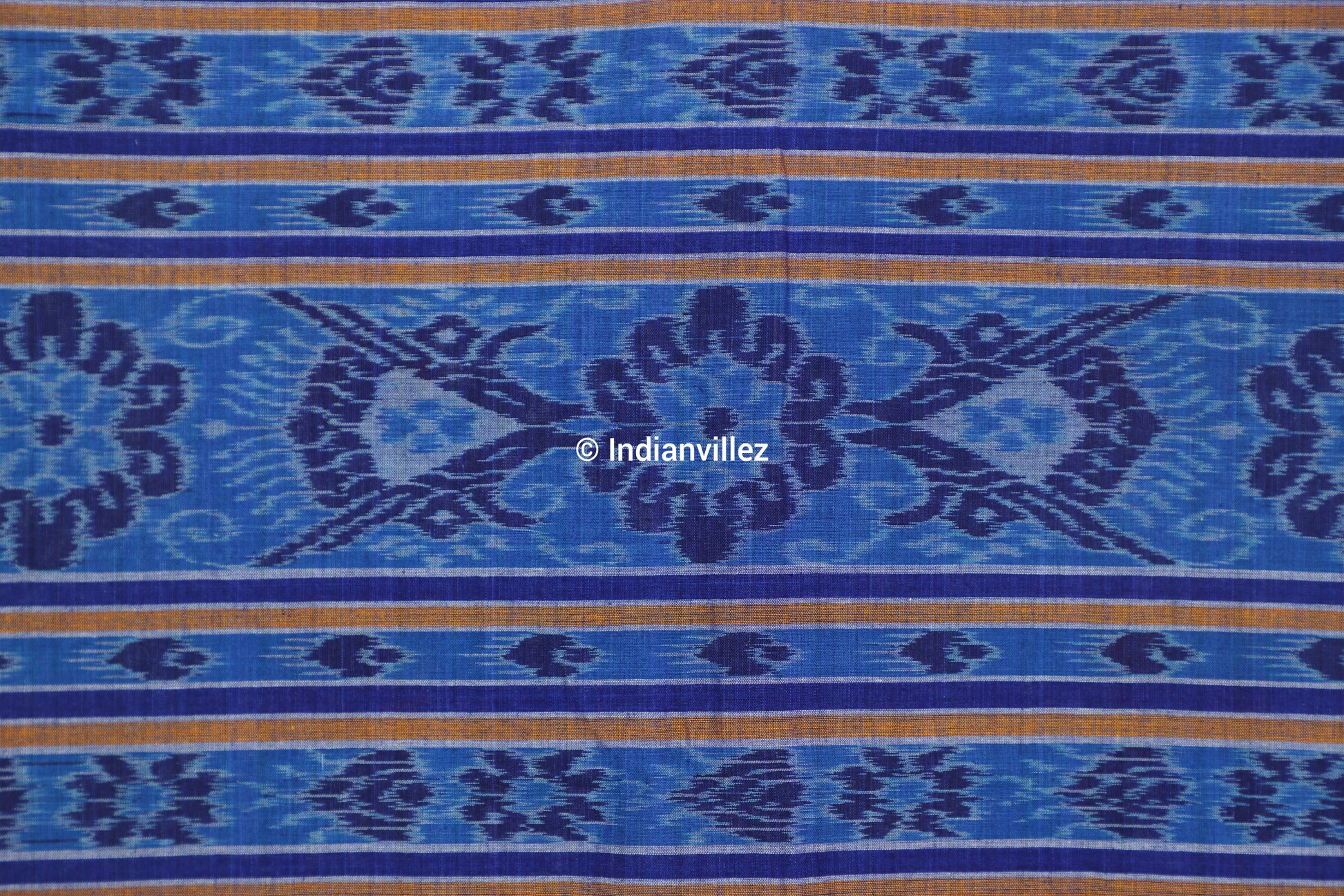 Blue Ocean Contemporary Odisha Handloom Cotton Ikat Saree