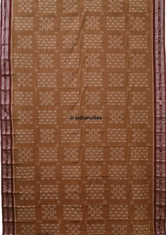 Matt Orange Odisha Handloom Sambalpuri Cotton Saree