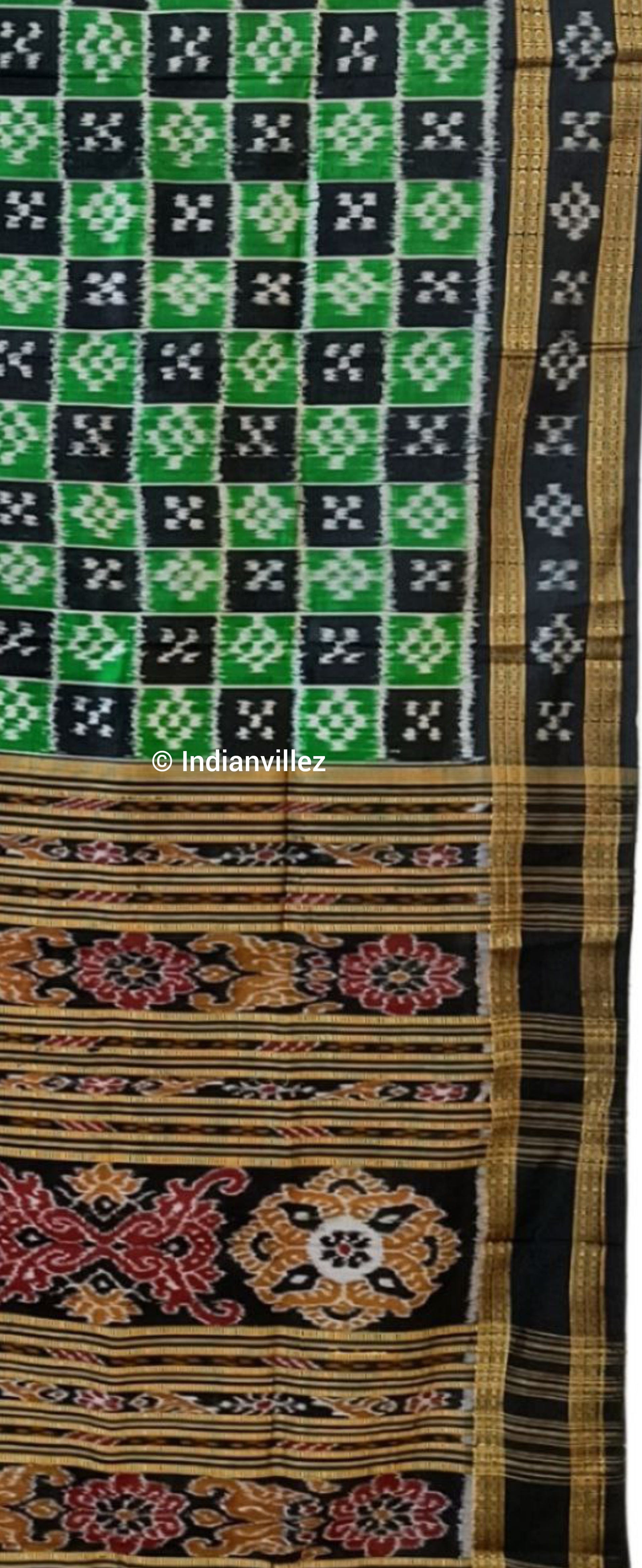 Green Black Body Pasapali Odisha Handloom Khandua Silk Saree