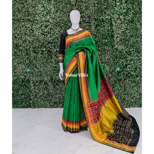 Green Kathiphera Ikat Odisha Handloom Khandua Silk Saree