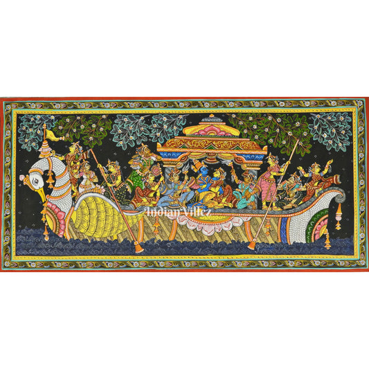 Radha Krishna Boita Pattachitra Painting For Home Wall Art Decor