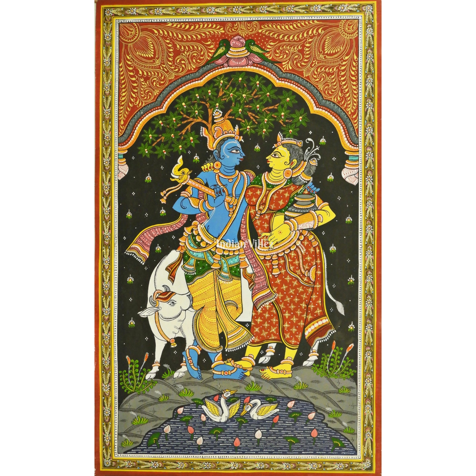 Radha Krishna Pattachitra Painting For Home Wall Art Decor