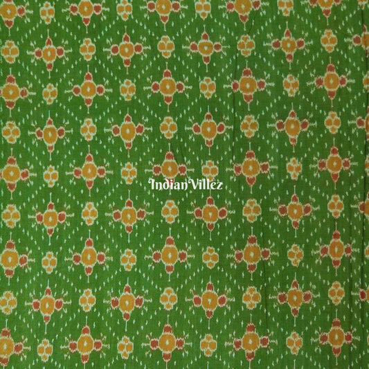 Mehndi Green Odisha Handloom Cotton Ikat Fabric