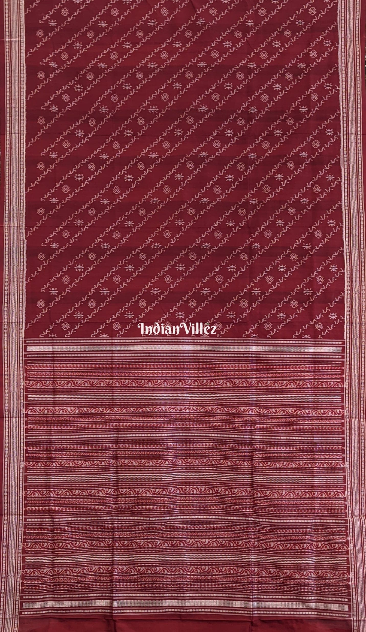 Maroon Creeper Design Sambalpuri Natural Dyed Handloom Silk Saree