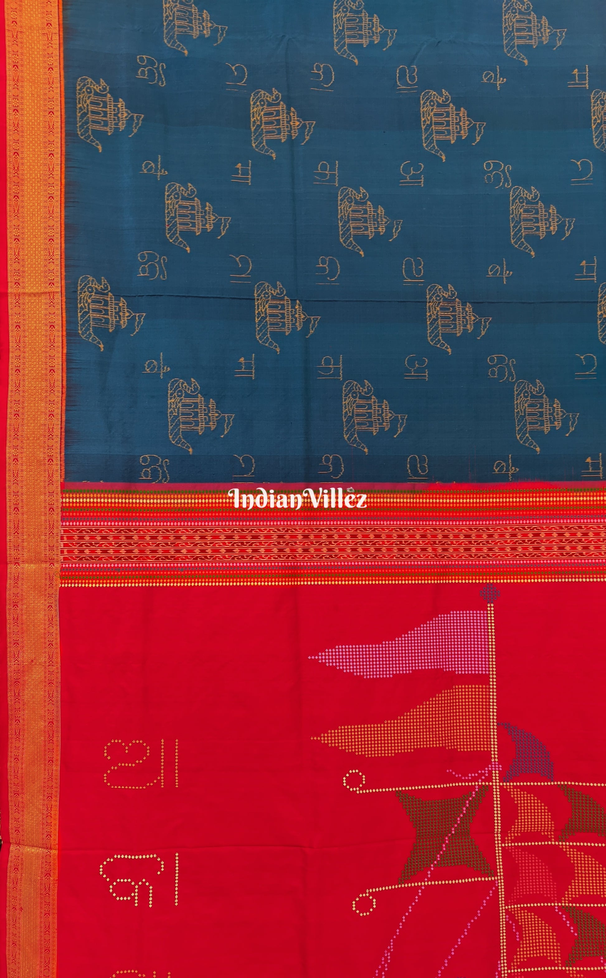 Blue Boita Odisha handloom Sambalpuri Ikat Silk saree