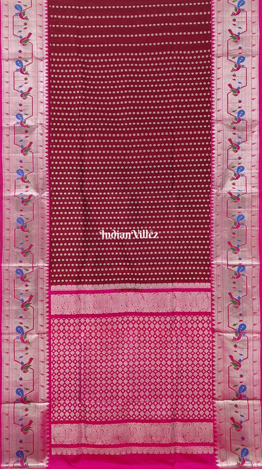 Maroon & Pink Venkatagiri Pattu Saree