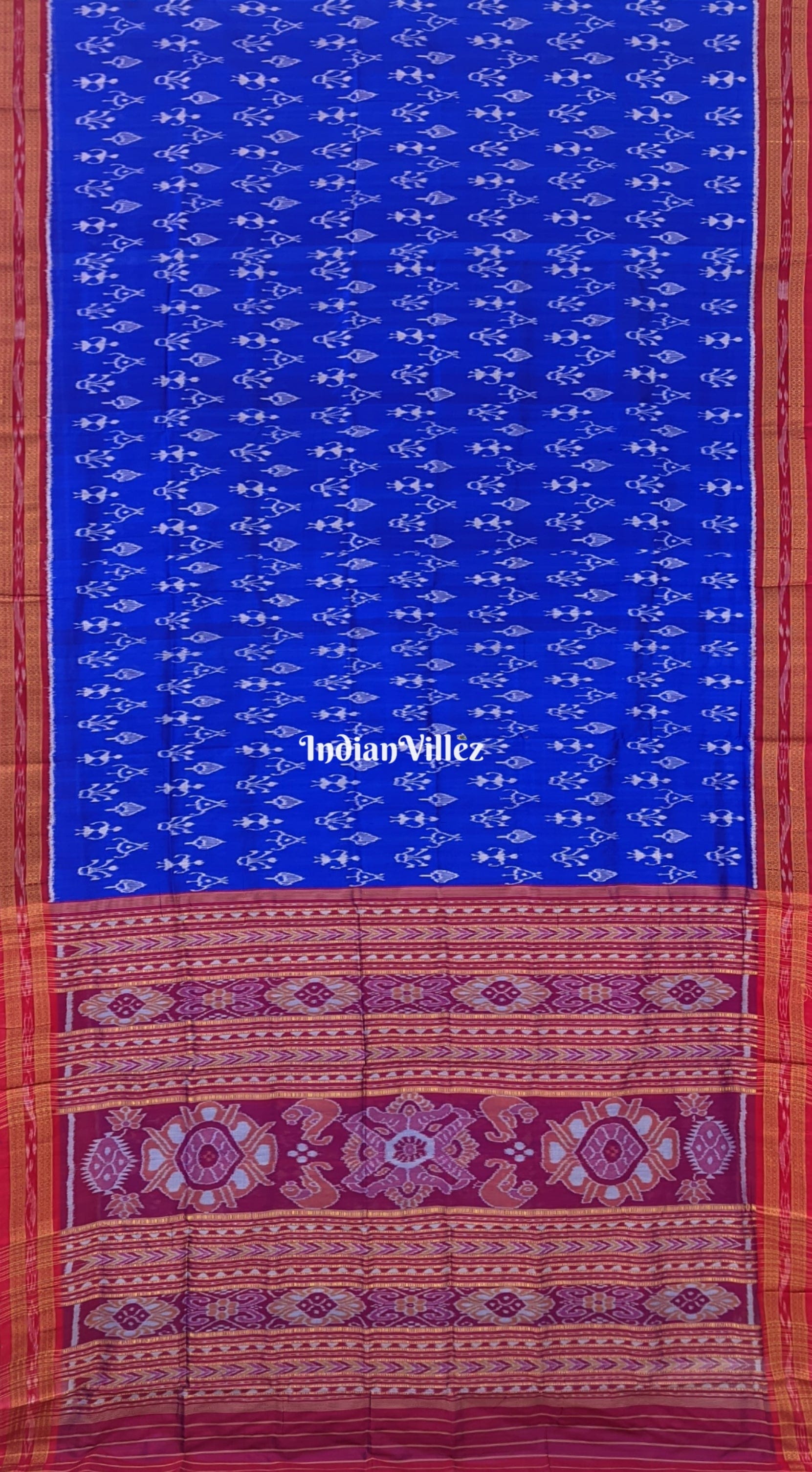Blue Tribal Themed Odisha Handloom Khandua Silk Saree