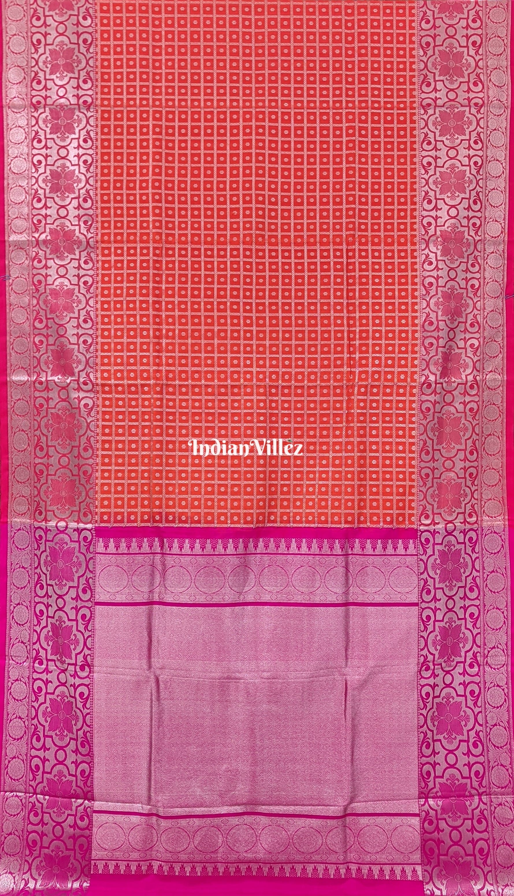 Orange Venkatagiri Silk Saree