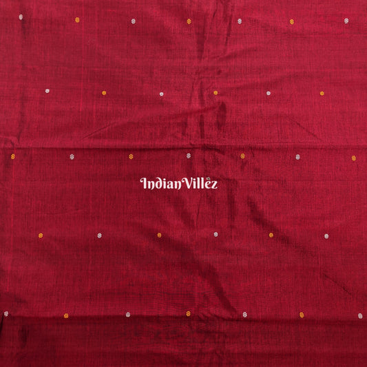 Maroon Bomkai Silk & Cotton Handloom Fabric