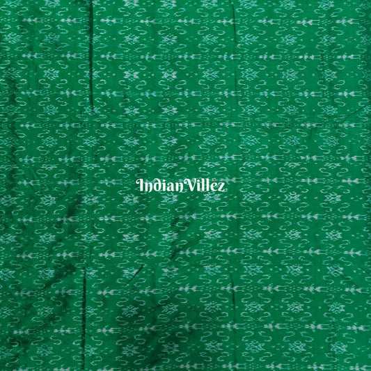 Green Tribal Theme Odisha Handloom Ikat Silk Fabric