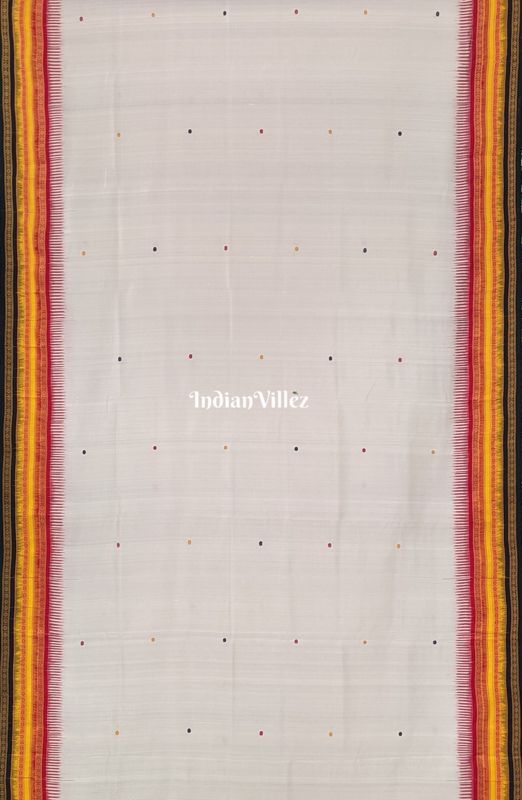 White Kathiphera Ikat Odisha Handloom Silk Saree