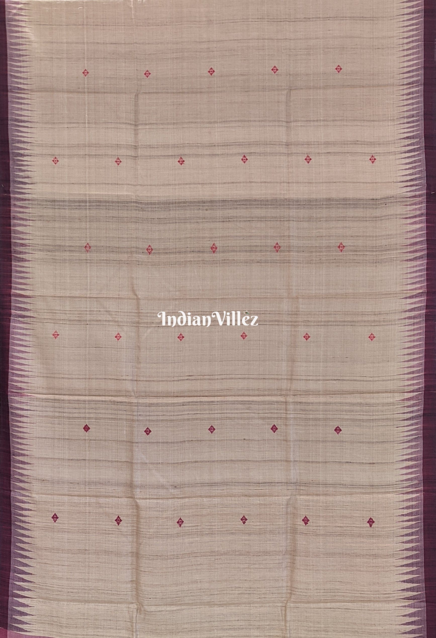 Chandan Color Gopalpur Tussar Silk Saree with Lotus Anchal