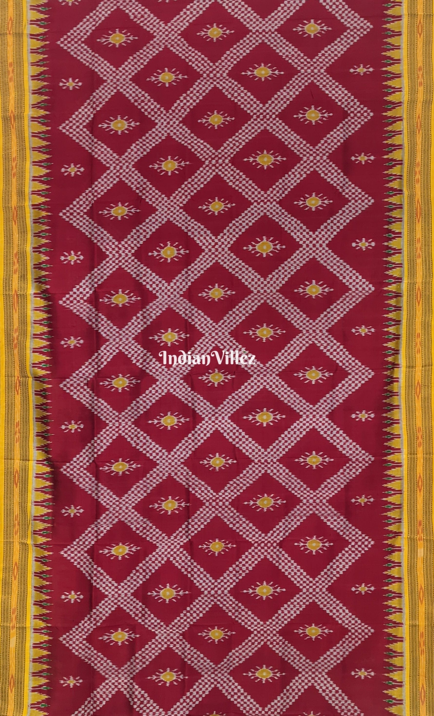 Maroon Odisha Handloom Tarabali Khandua Silk Saree