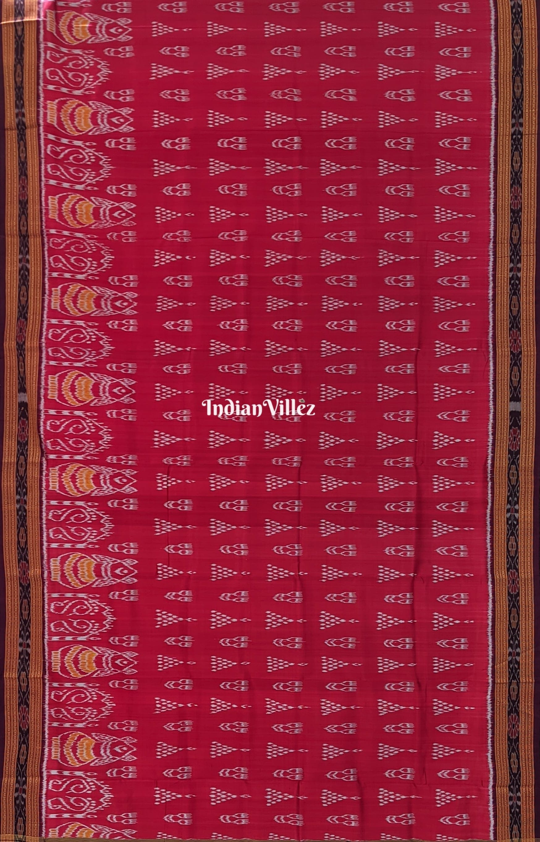 Maroon Jhoti Odisha Handloom Khandua Silk Saree