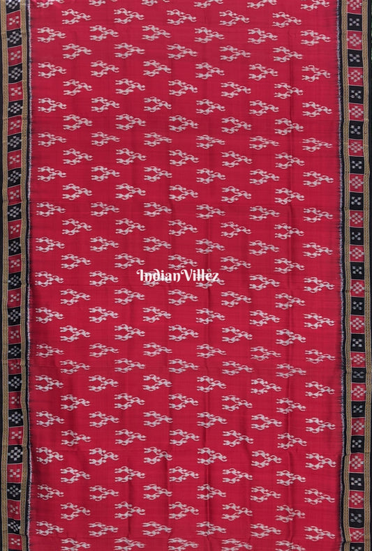 Maroon Tribal Theme with Single Pasapalli Border Khandua Silk Saree