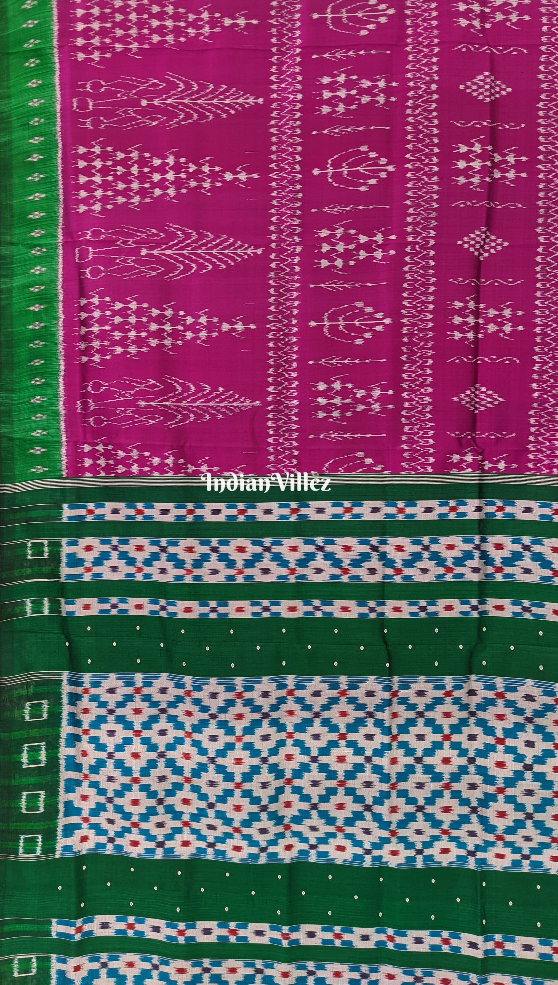 Magenta Pink Tribal Theme Contemporary Handloom Silk Saree