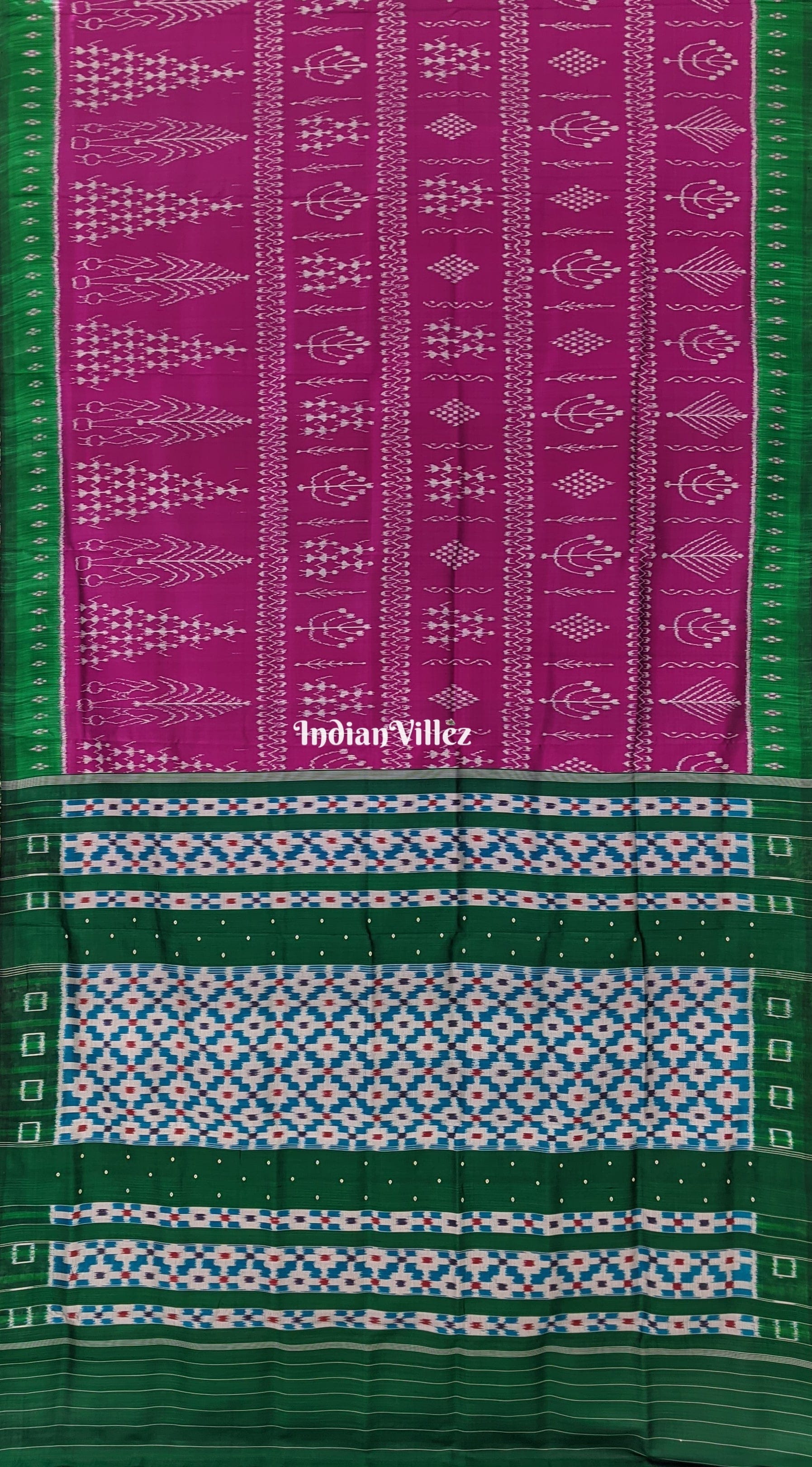 Magenta Pink Tribal Theme Contemporary Handloom Silk Saree