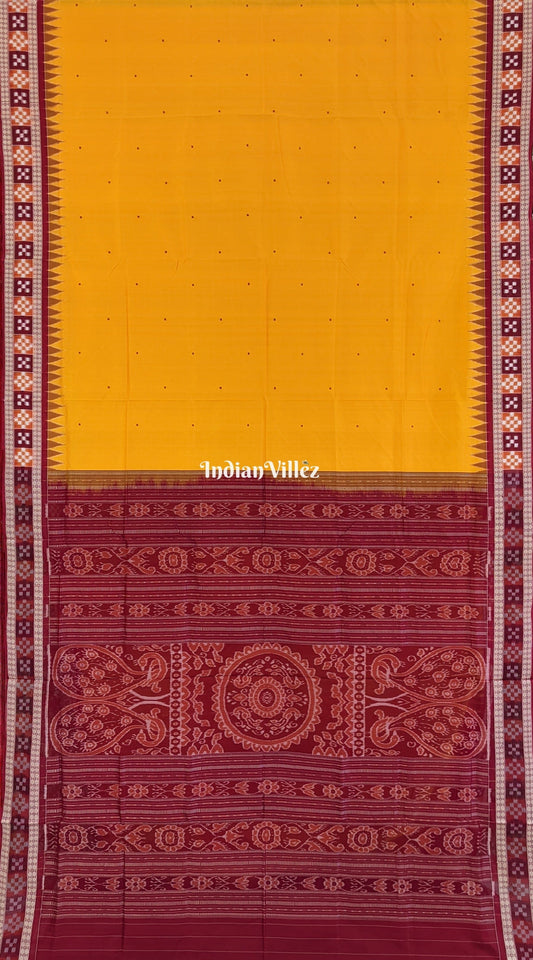 Yellow Single Pasapali Border Bomkai Sambalpuri Silk Saree