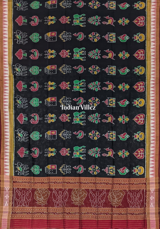 Black Nabakothi Odisha Handloom Silk Dupatta