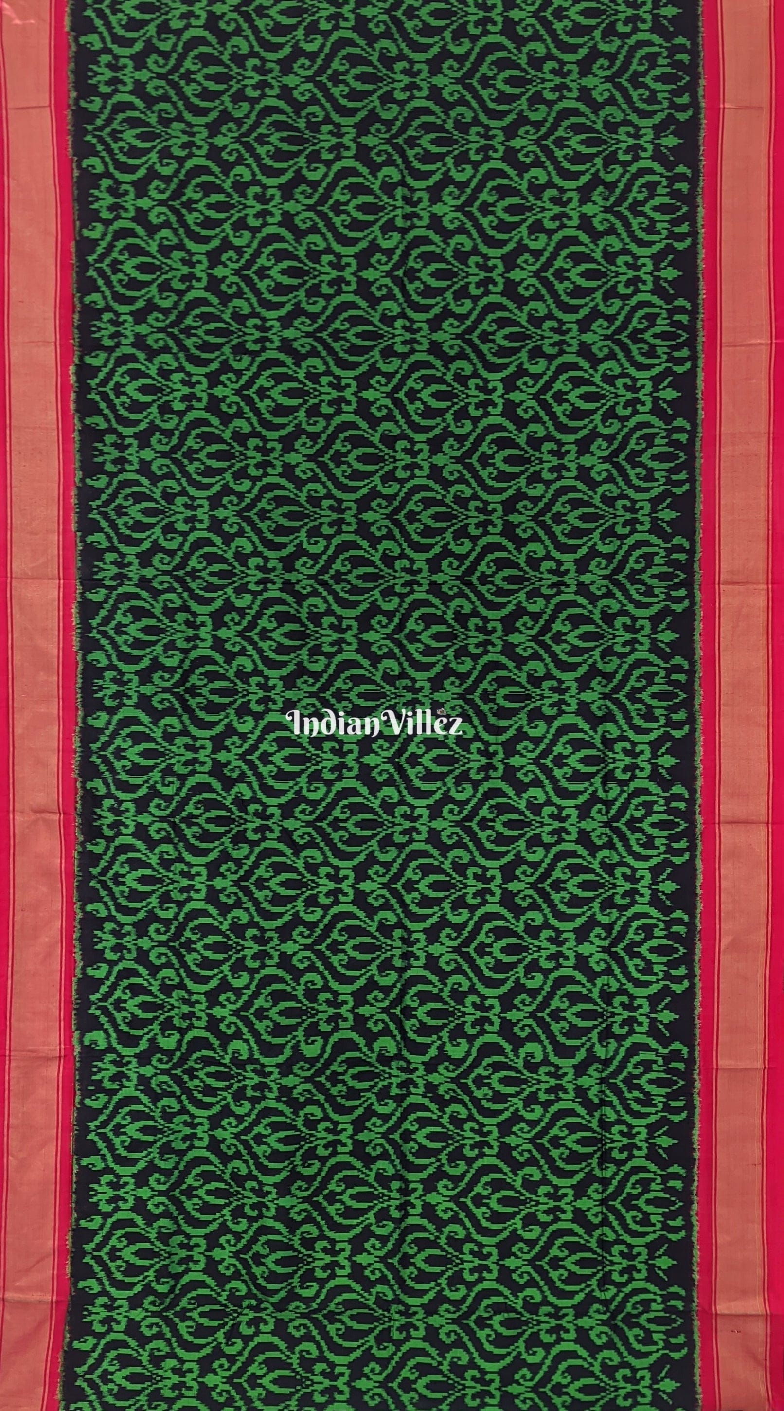 Black Green Silk Handloom Pochampally Ikat Saree