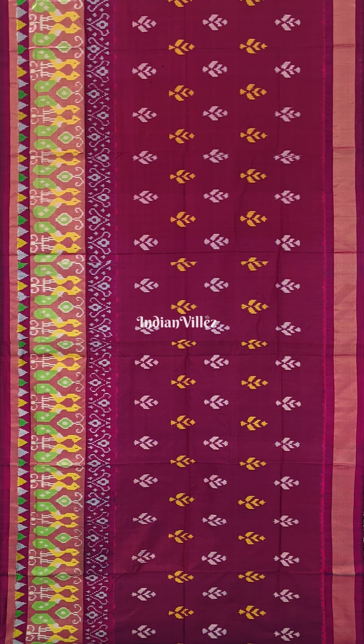 Dark Pink Pochampally Ikat Silk Handloom Saree