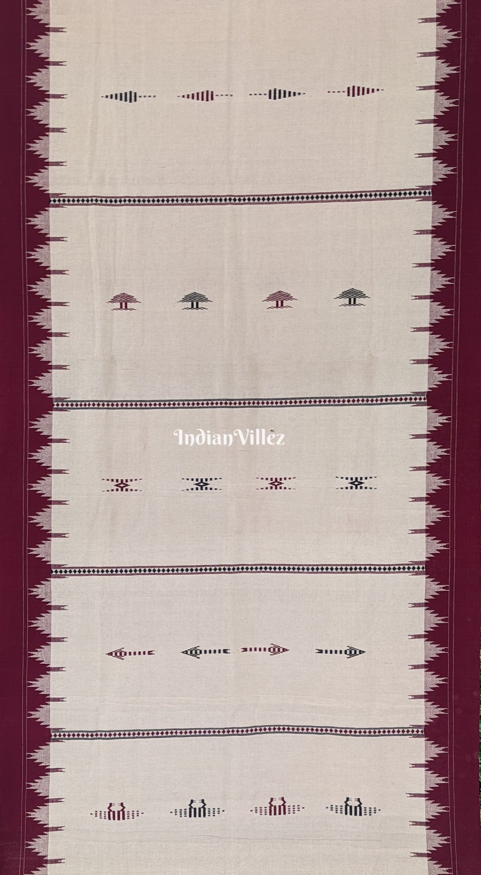 White Odisha Handloom Natural Dye Kotpad Cotton Saree