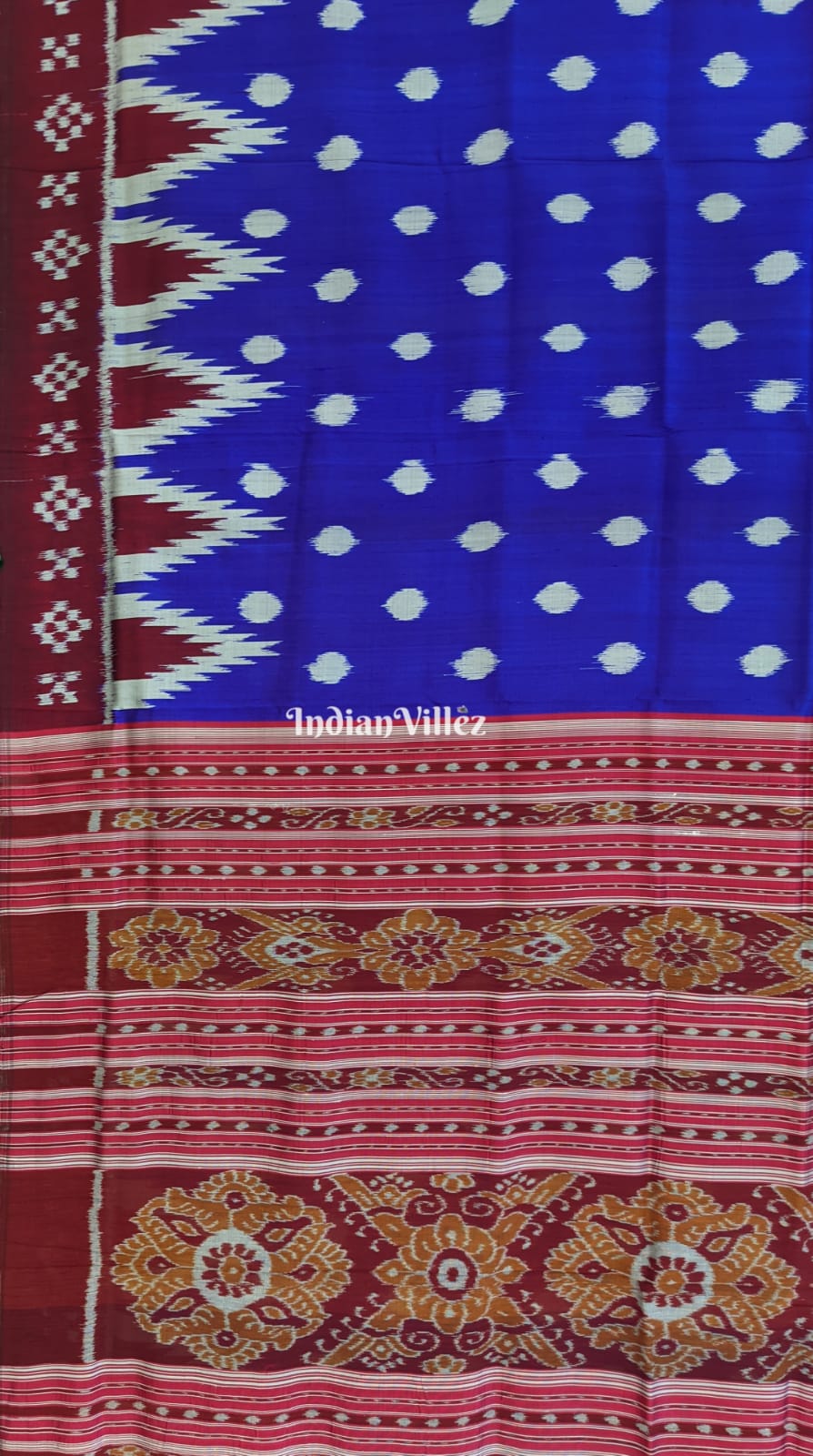 Contemporary Blue Pasapali Border Odisha Ikat Silk Saree