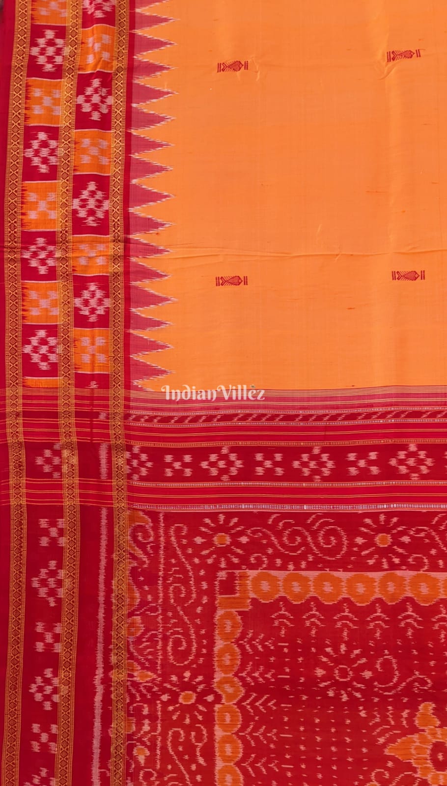 Yellow Double Border Pasapalli Fish Motif Khandua Silk Saree