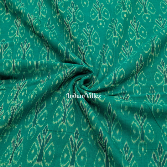 Green Odisha Ikat Sambalpuri Cotton Fabric