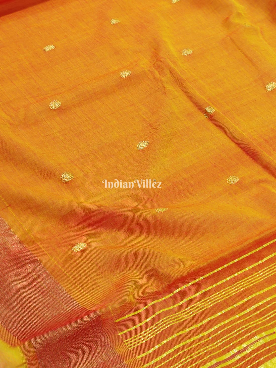 Orange Paithani Silk*Cotton Saree - IndianVillez