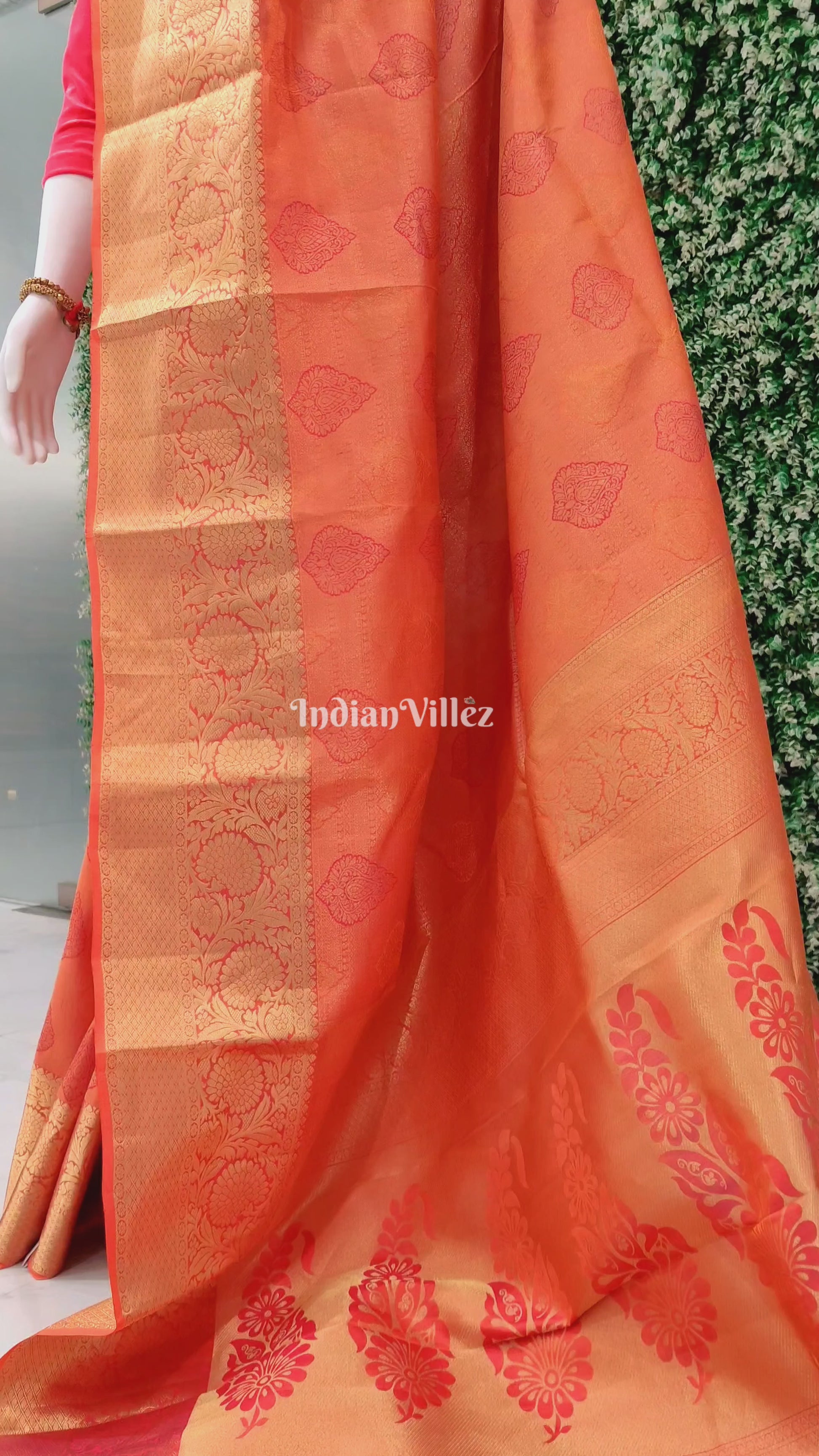 Orange Kanchipuram Silk Saree