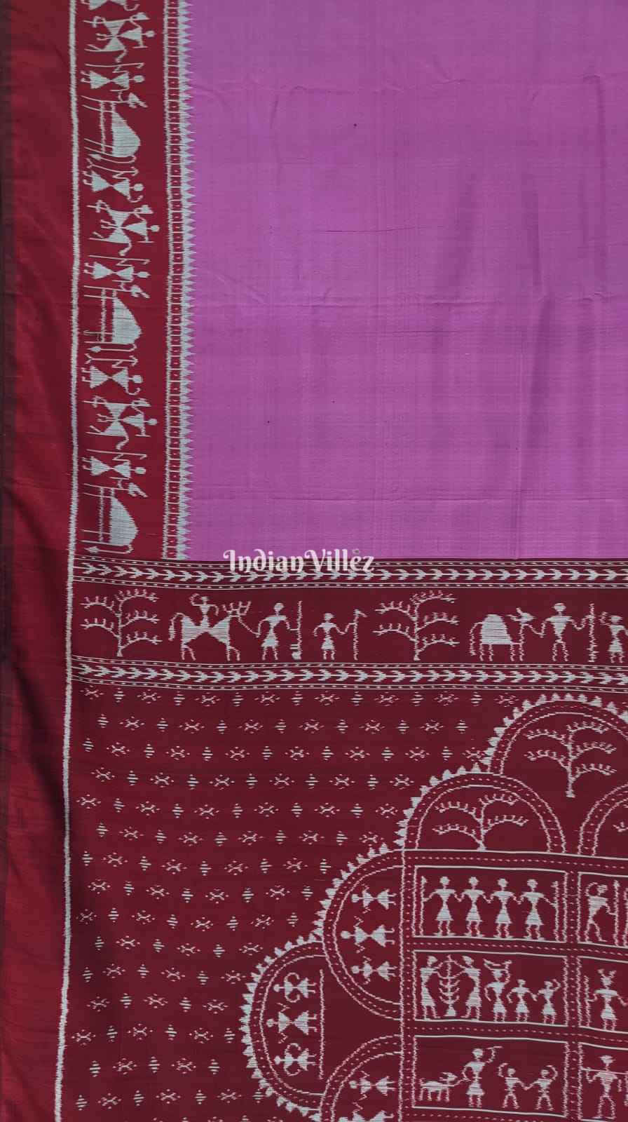 Light Violet Contemporary Tribal Silk Saree