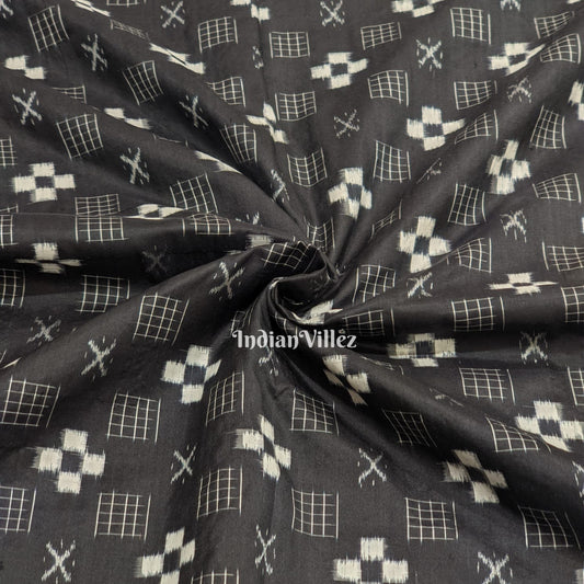 Black Pasapalli Motif Odisha Ikat Sambalpuri Silk Fabric