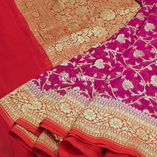 Rani Rangkaat Banarasi Khaddi Georgette Saree