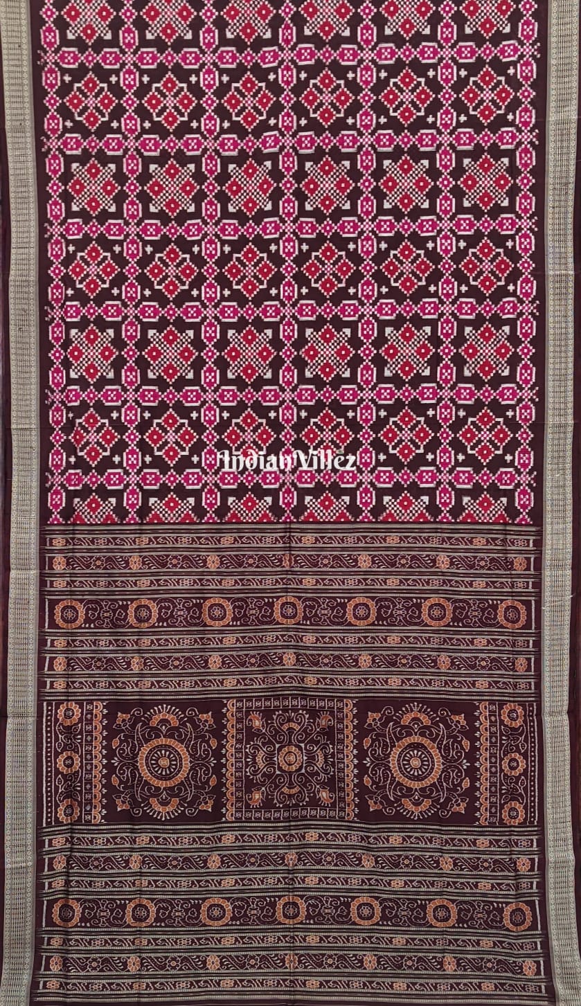 Maroon Odisha Handloom Sambalpuri Silk Saree