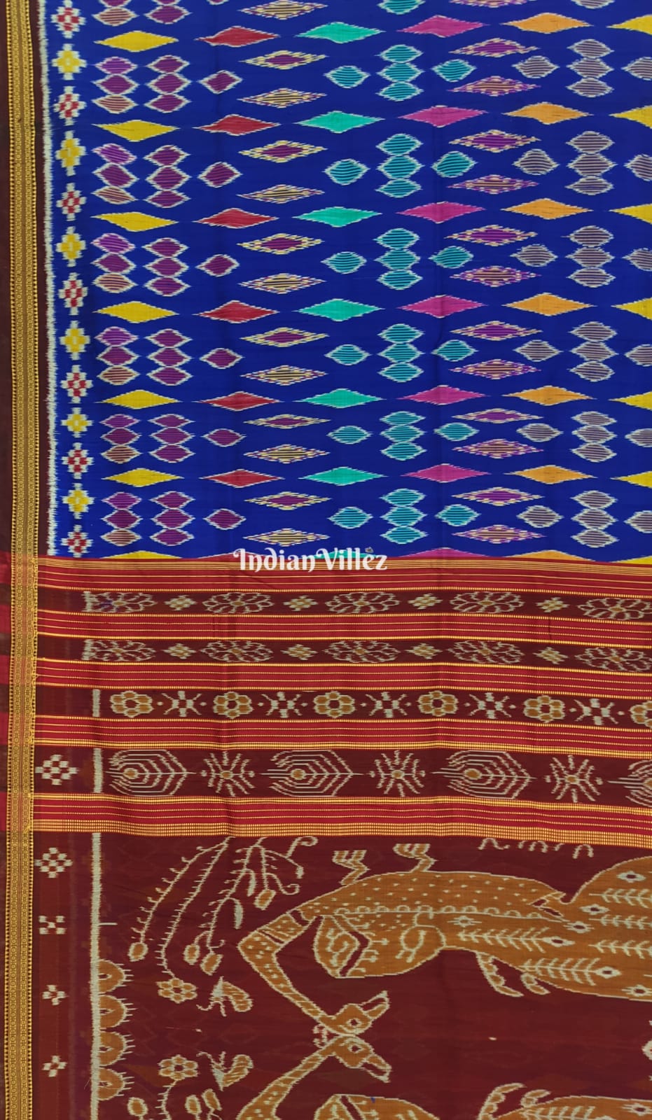 Multi Color Khandua on Blue Base with Pasapali Khandua Silk saree