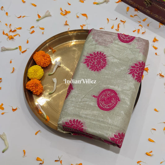 Pearl White South Handloom Venkatagiri Silk Saree