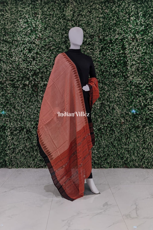 Peach Odisha Ikat Sambalpuri Cotton Dupatta