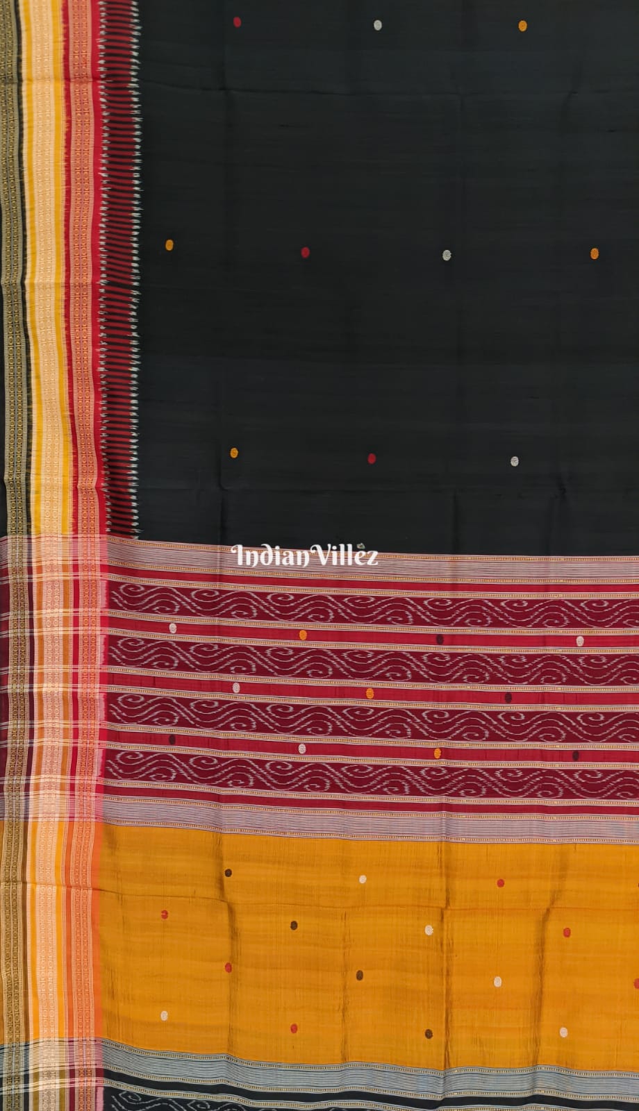 Black Kathiphera Ikat Odisha Handloom Silk Saree