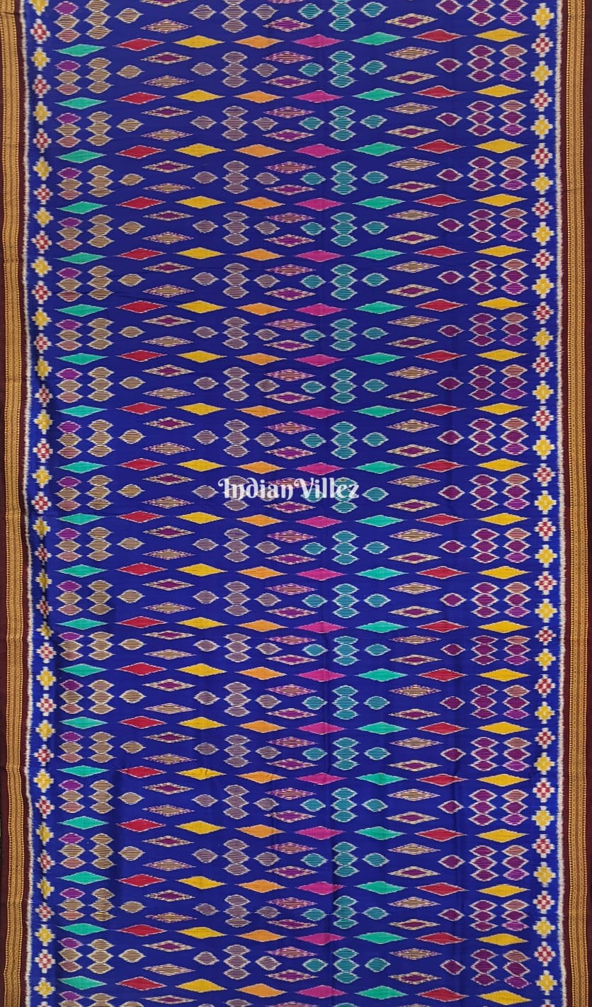 Multi Color Khandua on Blue Base with Pasapali Khandua Silk saree