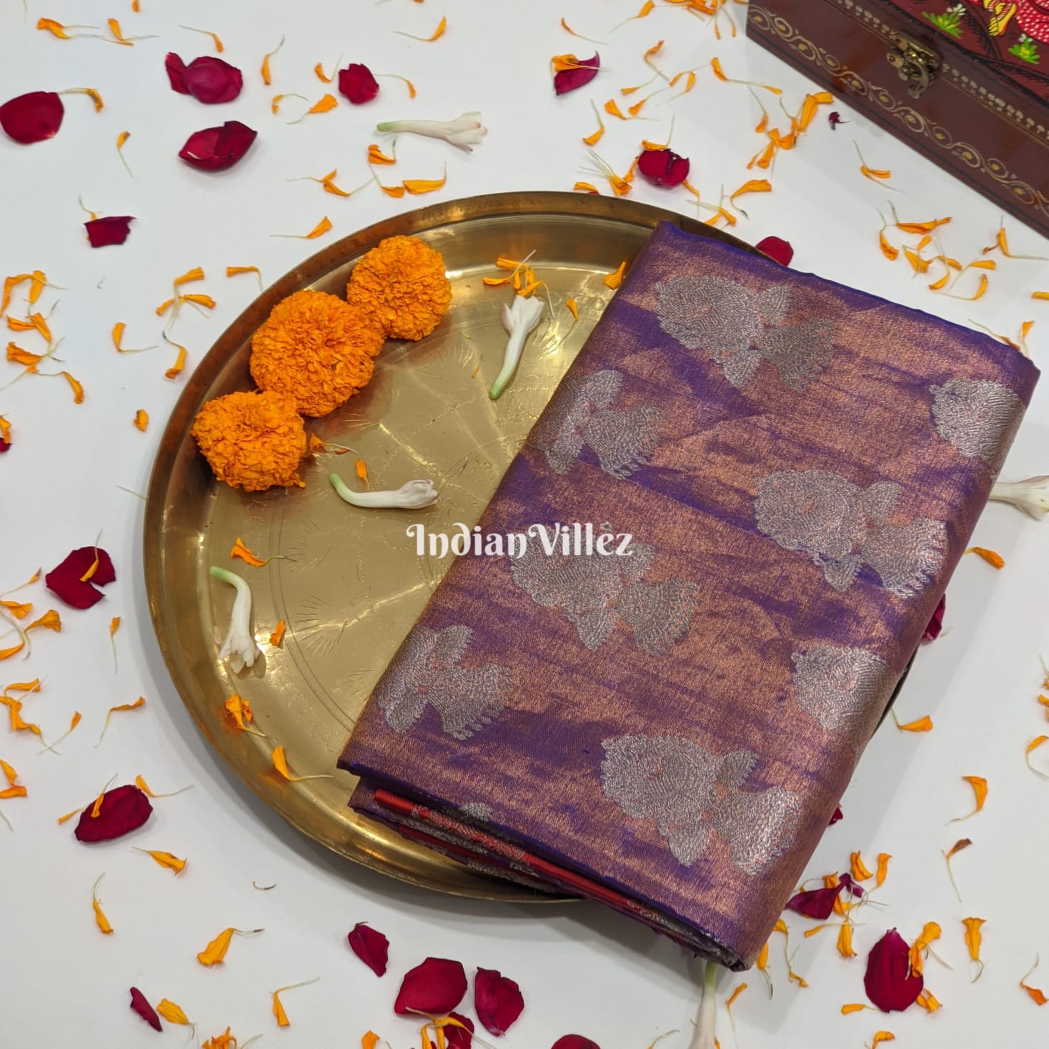 Golden Purple South Handloom Venkatagiri Silk Saree