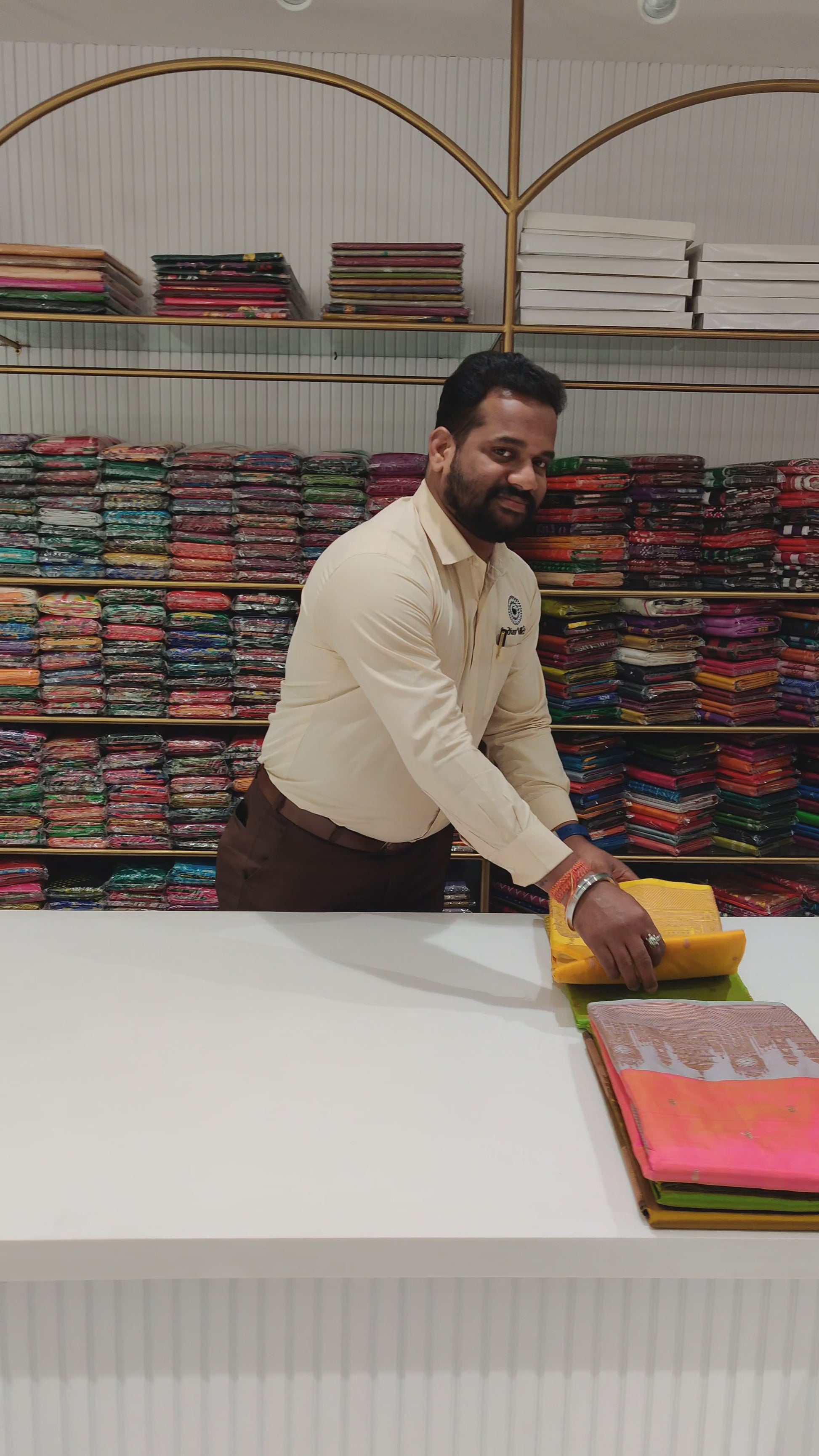 Yellow Banarasi Katan Silk Saree Inspired by Big Ben, London & United States Capitol, Washington DC