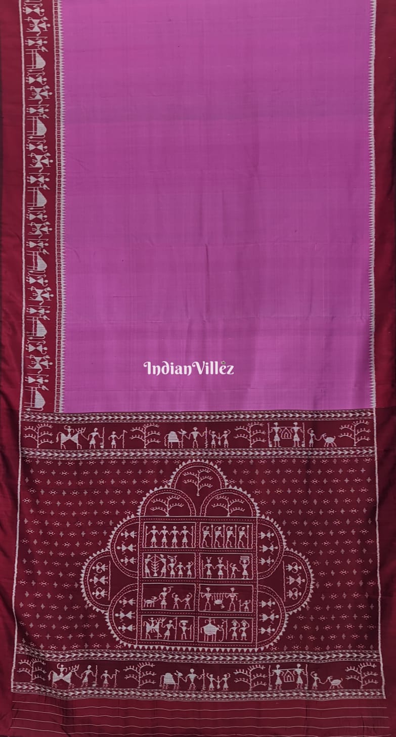 Light Violet Contemporary Tribal Silk Saree