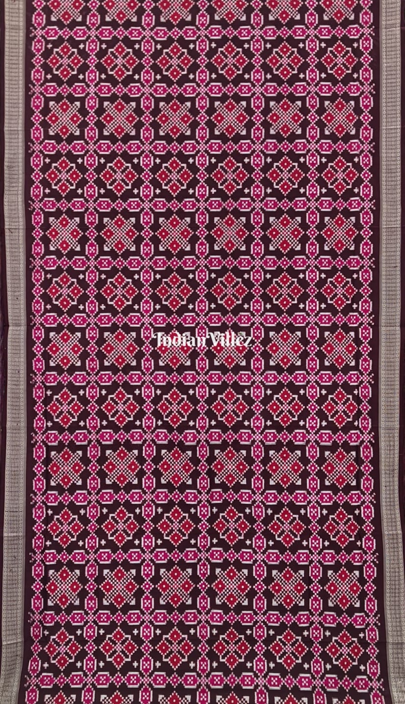 Maroon Odisha Handloom Sambalpuri Silk Saree