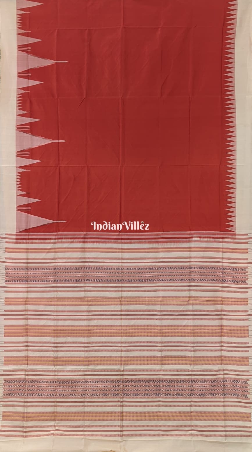 Rust Orange Kumbha Sambalpuri Silk Saree